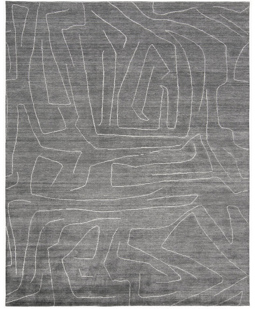 2' X 3' Gray and Ivory Abstract Hand Woven Area Rug