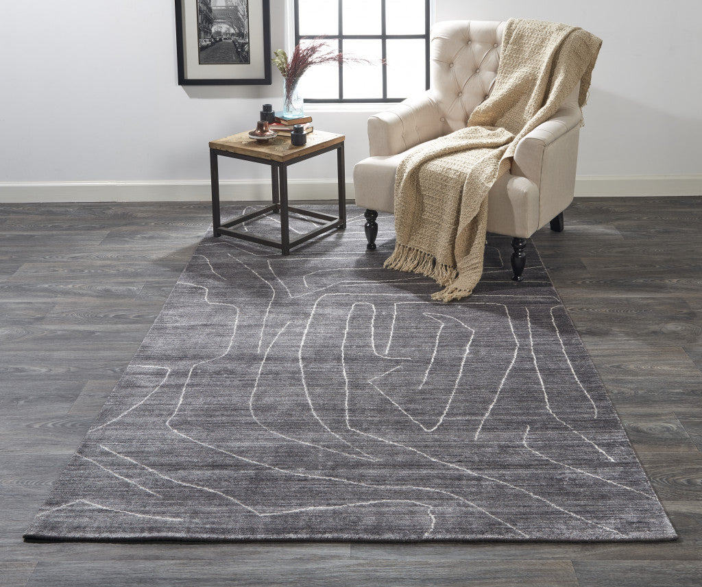 2' X 3' Gray and Ivory Abstract Hand Woven Area Rug