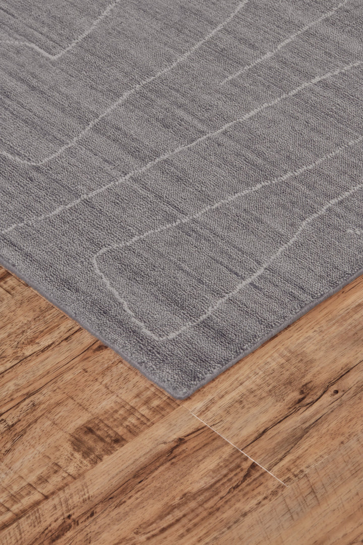 2' X 3' Gray and Ivory Abstract Hand Woven Area Rug