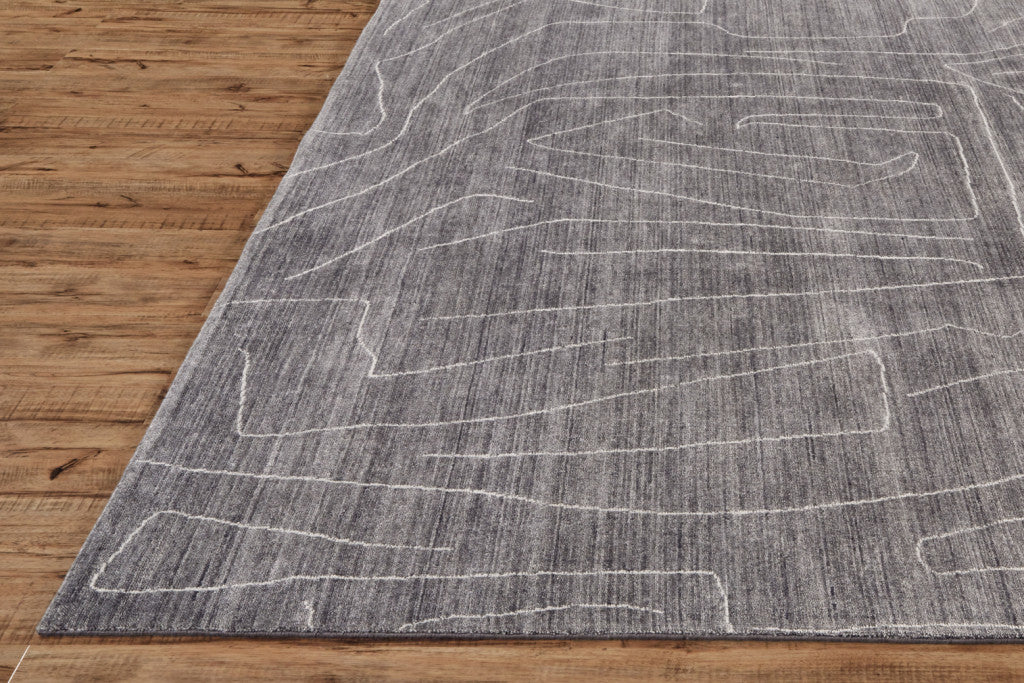 2' X 3' Gray and Ivory Abstract Hand Woven Area Rug