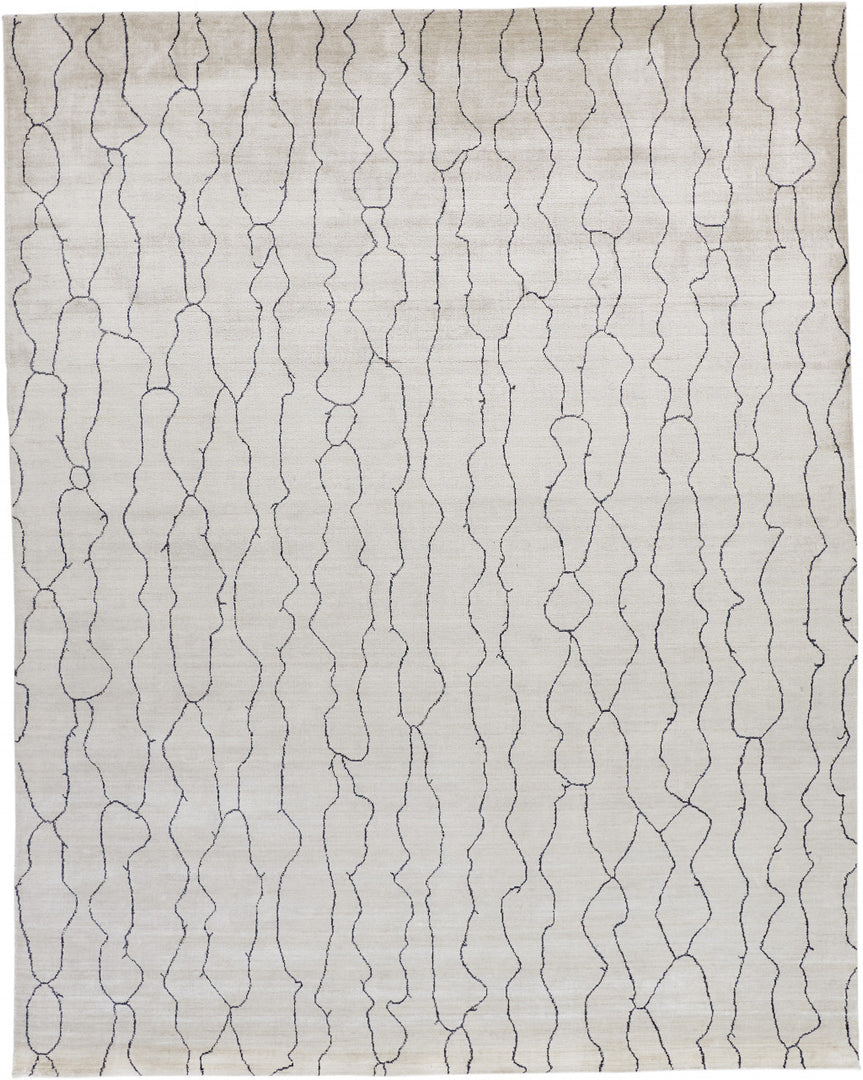 4' X 6' Gray and Ivory Abstract Hand Woven Area Rug