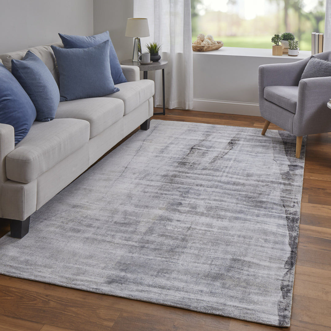 8' X 10' Gray Taupe And Ivory Abstract Hand Woven Area Rug