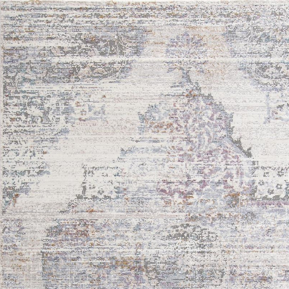 3' X 5' Gray and Ivory Abstract Distressed Area Rug With Fringe