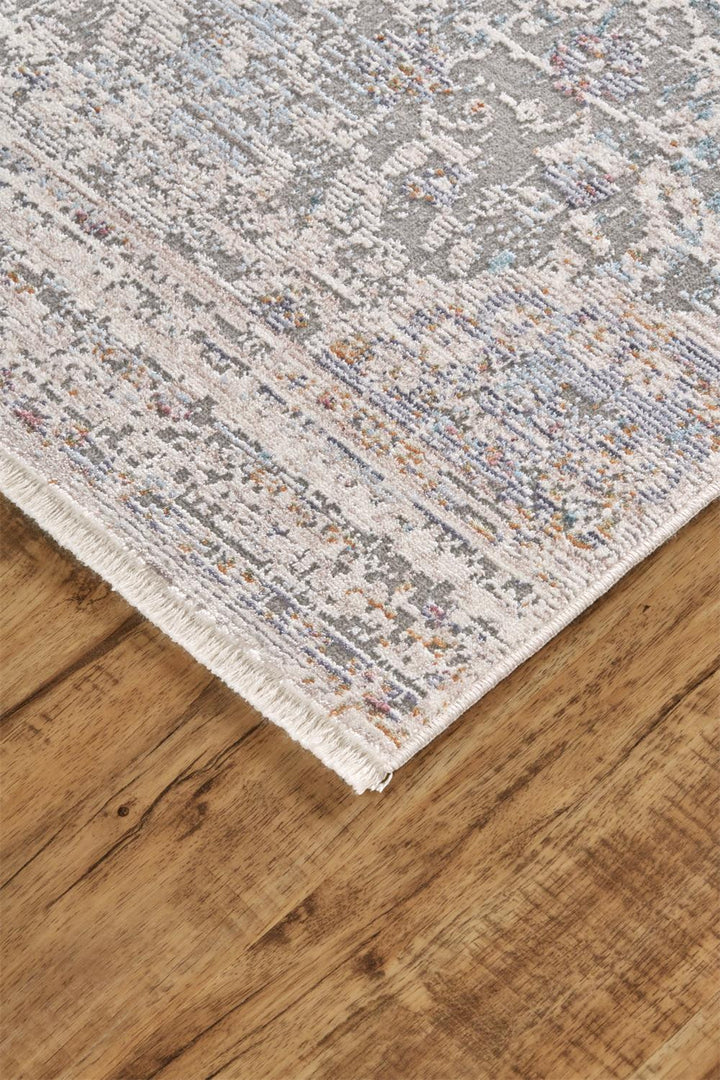 3' X 5' Gray and Ivory Abstract Distressed Area Rug With Fringe