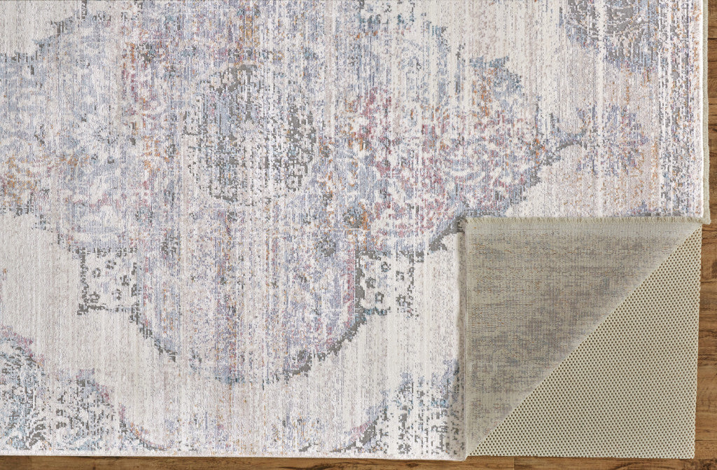 3' X 5' Gray and Ivory Abstract Distressed Area Rug With Fringe