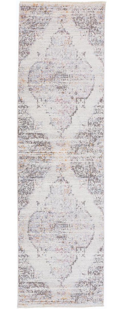 3' X 5' Gray and Ivory Abstract Distressed Area Rug With Fringe