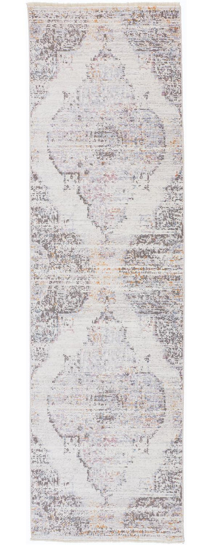 3' X 5' Gray and Ivory Abstract Distressed Area Rug With Fringe