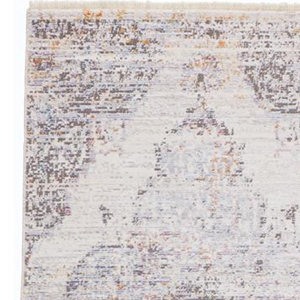 3' X 5' Gray and Ivory Abstract Distressed Area Rug With Fringe