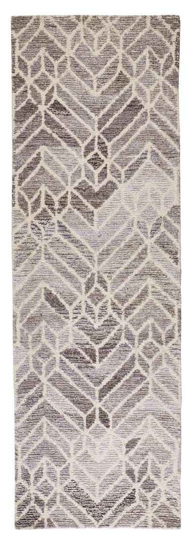 9' X 12' Gray and Ivory Wool Geometric Hand Tufted Area Rug