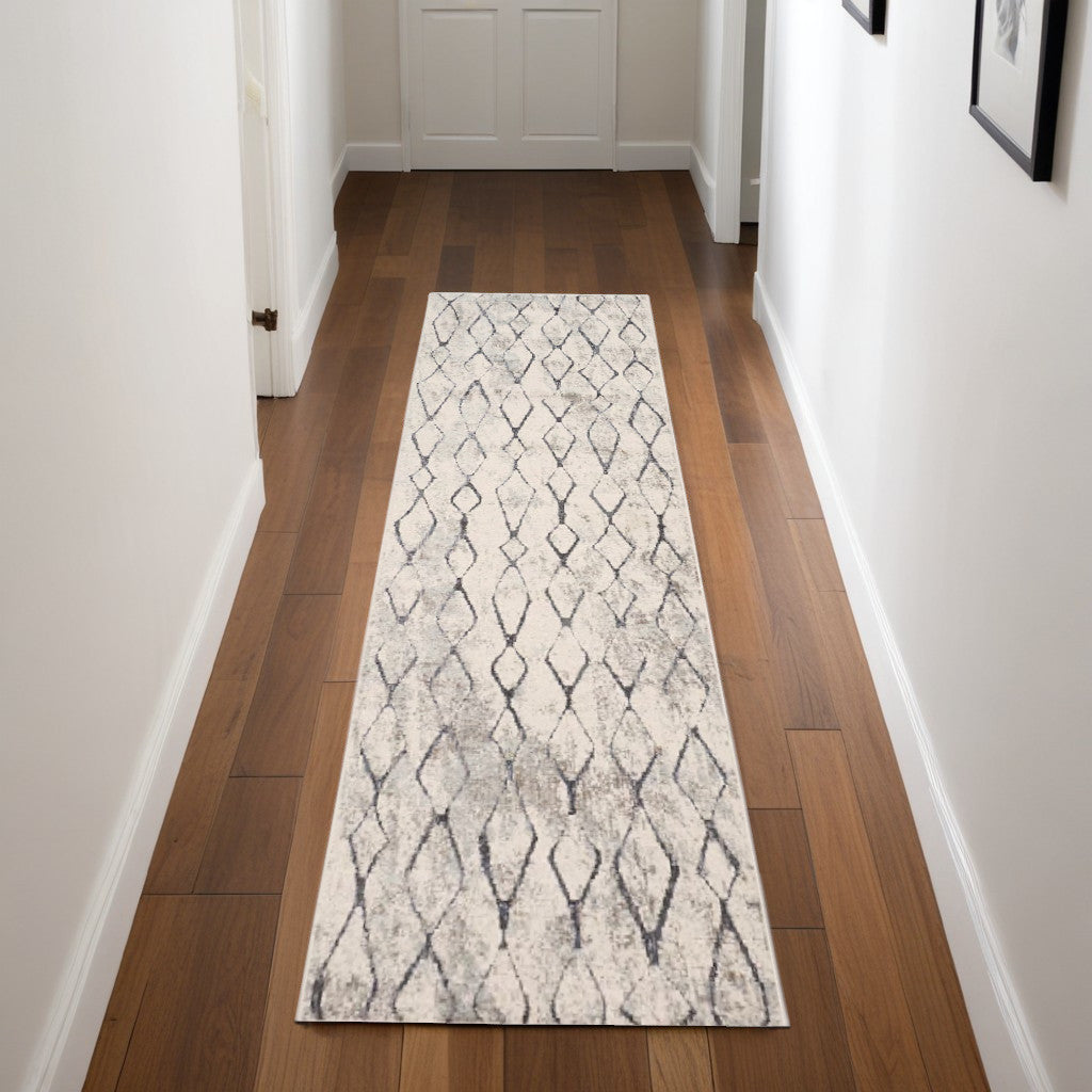 4' X 6' Ivory Gray And Taupe Abstract Stain Resistant Area Rug