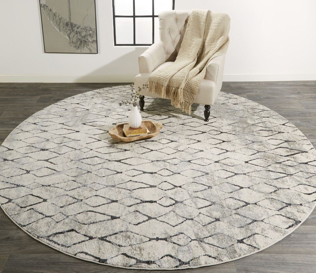 4' X 6' Ivory Gray And Taupe Abstract Stain Resistant Area Rug