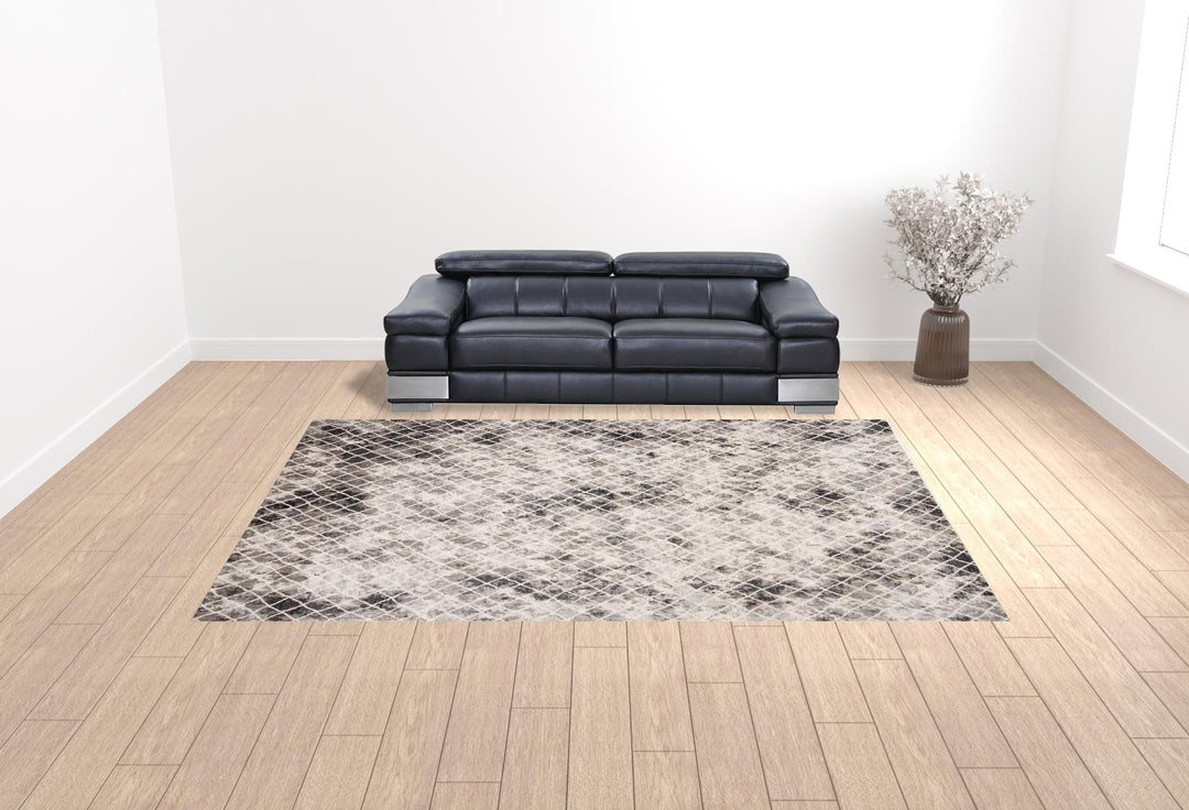 4' X 6' Ivory Gray And Taupe Abstract Stain Resistant Area Rug