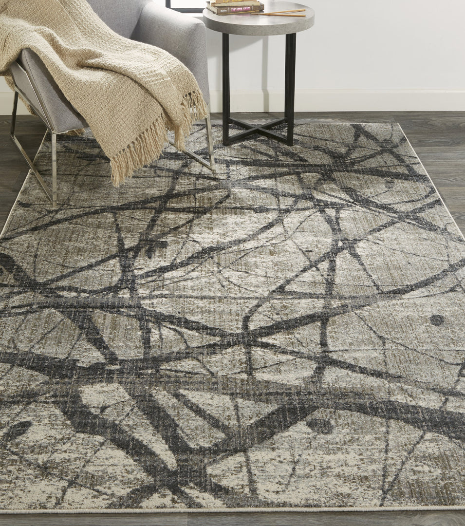 4' X 6' Taupe Gray And Ivory Abstract Stain Resistant Area Rug