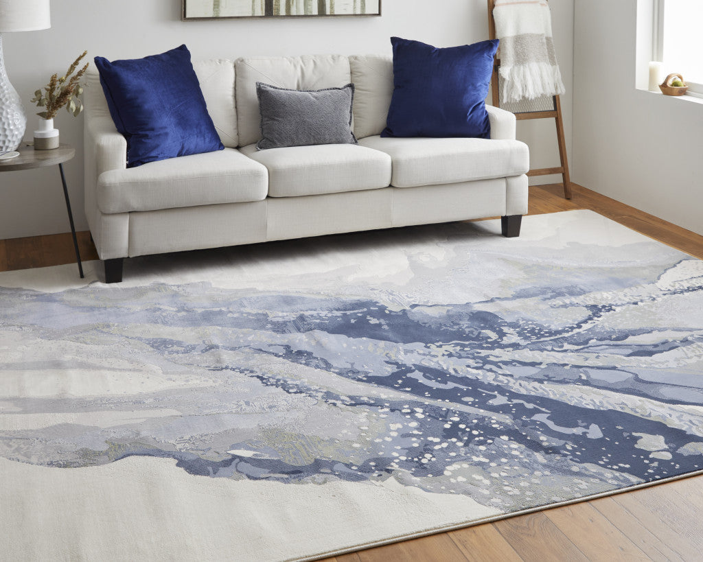 4' X 6' Gray and Ivory Abstract Power Loom Area Rug