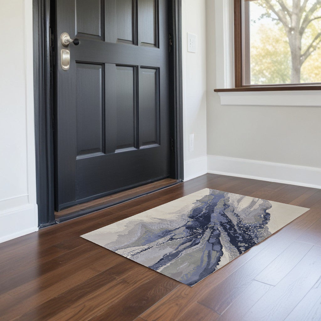 4' X 6' Gray and Ivory Abstract Power Loom Area Rug