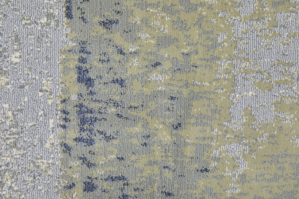 4' X 6' Blue and Ivory Abstract Power Loom Distressed Area Rug