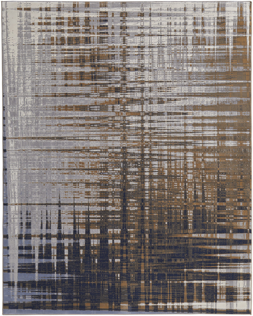 4' X 6' Blue and Gray Abstract Power Loom Area Rug