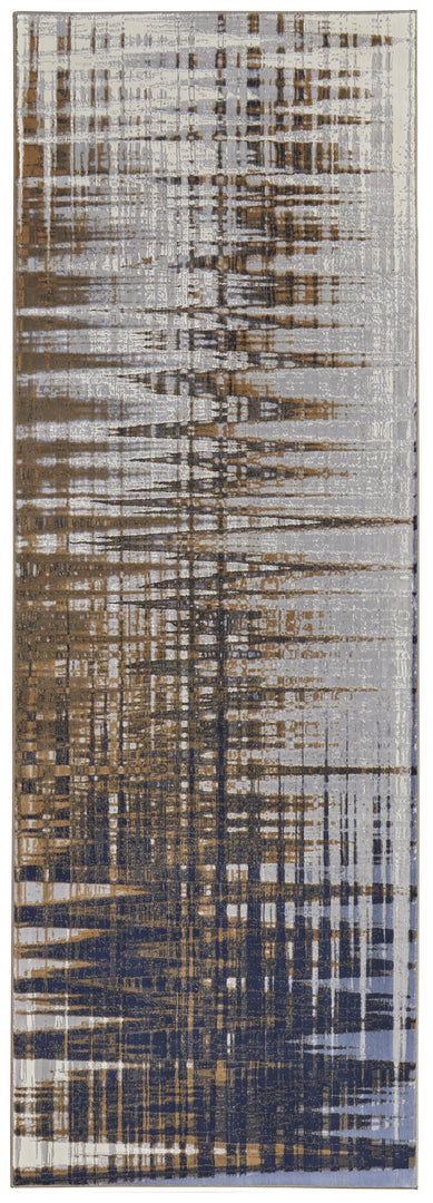 4' X 6' Blue and Gray Abstract Power Loom Area Rug