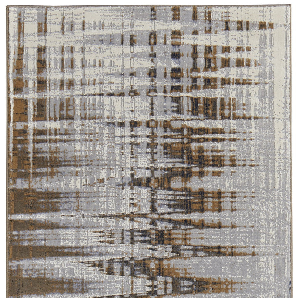 4' X 6' Blue and Gray Abstract Power Loom Area Rug