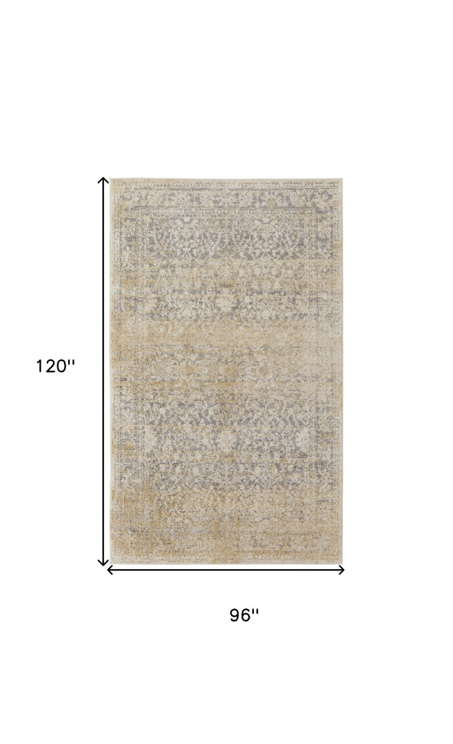 4' X 6' Gray And Ivory Abstract Power Loom Distressed Area Rug