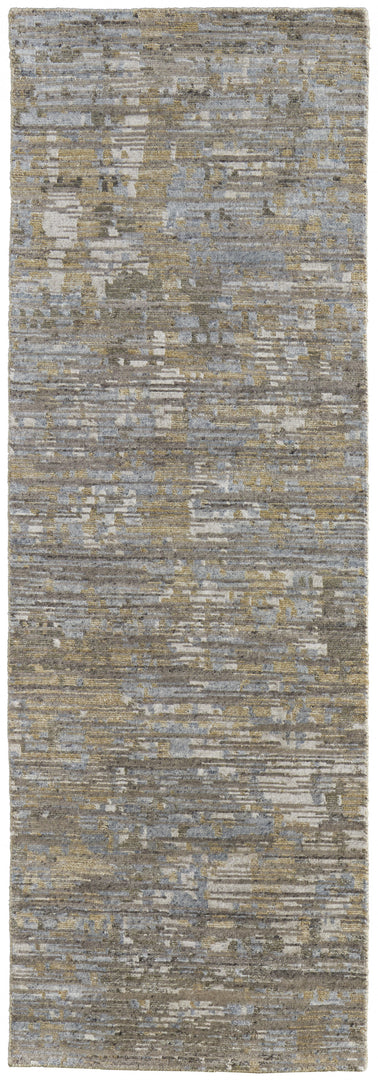 4' X 6' Brown and Ivory Wool Abstract Hand Knotted Area Rug