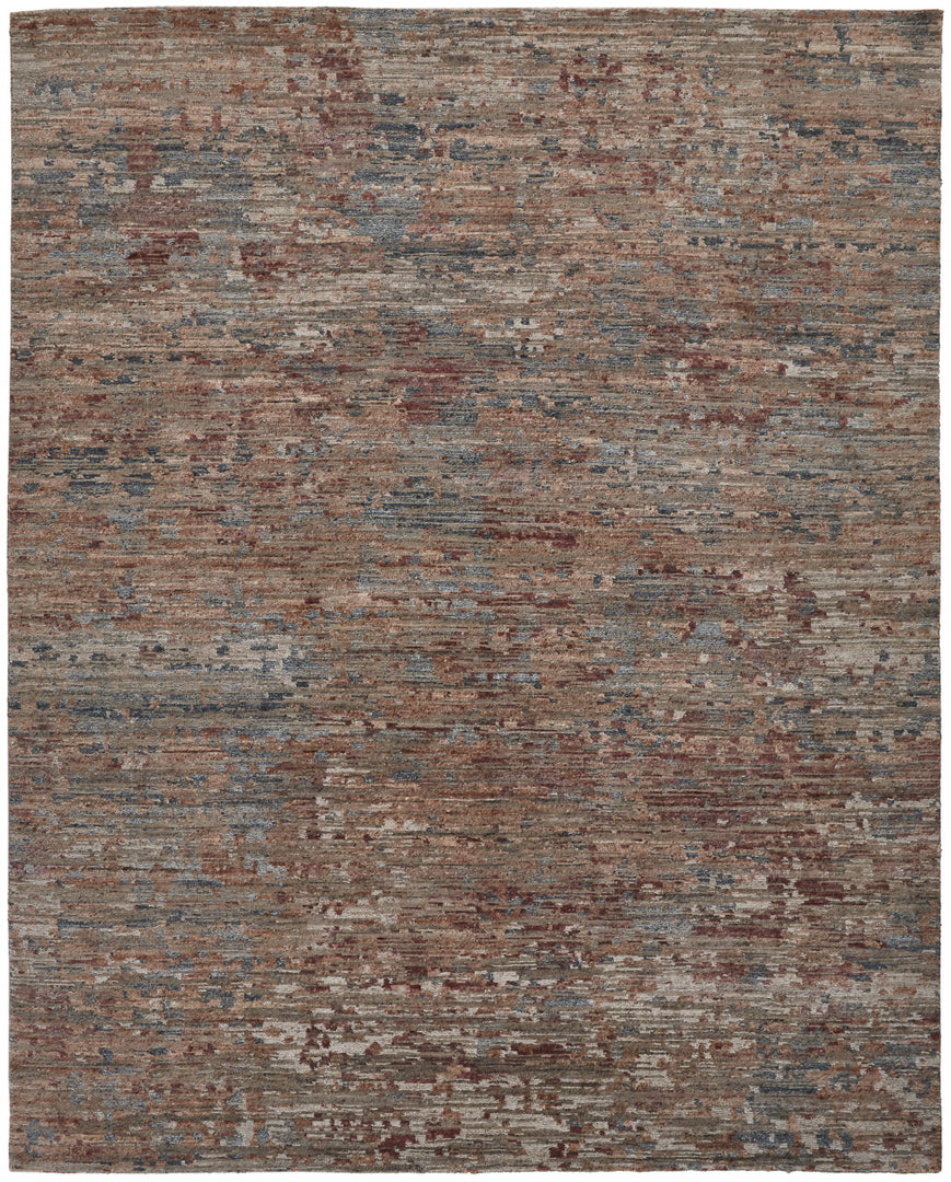 4' X 6' Blue and Red Wool Abstract Hand Knotted Area Rug