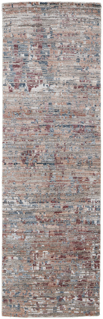 4' X 6' Blue and Red Wool Abstract Hand Knotted Area Rug