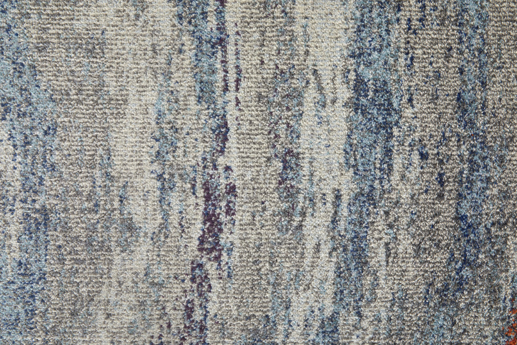 7' X 10' Blue and Gray Abstract Power Loom Non Skid Area Rug