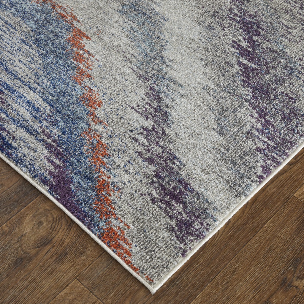 7' X 10' Blue and Gray Abstract Power Loom Non Skid Area Rug