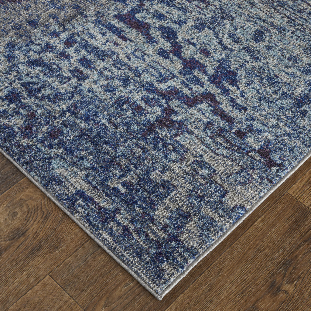 7' X 10' Blue and Purple Abstract Power Loom Non Skid Area Rug