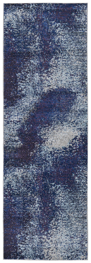 7' X 10' Blue and Purple Abstract Power Loom Non Skid Area Rug