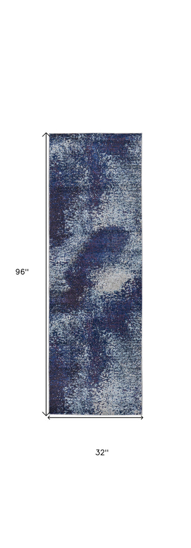 7' X 10' Blue and Purple Abstract Power Loom Non Skid Area Rug