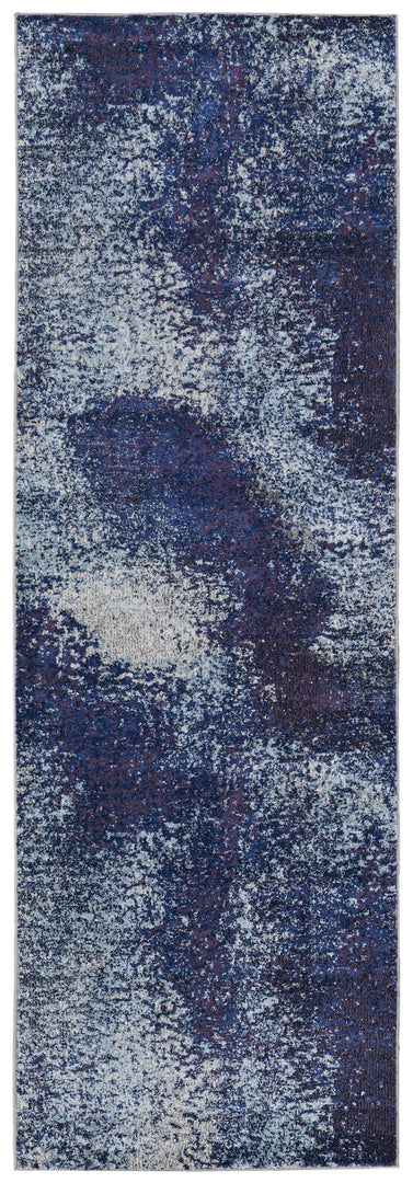 7' X 10' Blue and Purple Abstract Power Loom Non Skid Area Rug