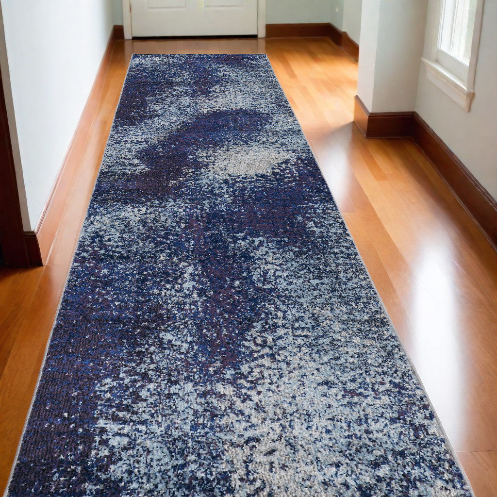 7' X 10' Blue and Purple Abstract Power Loom Non Skid Area Rug