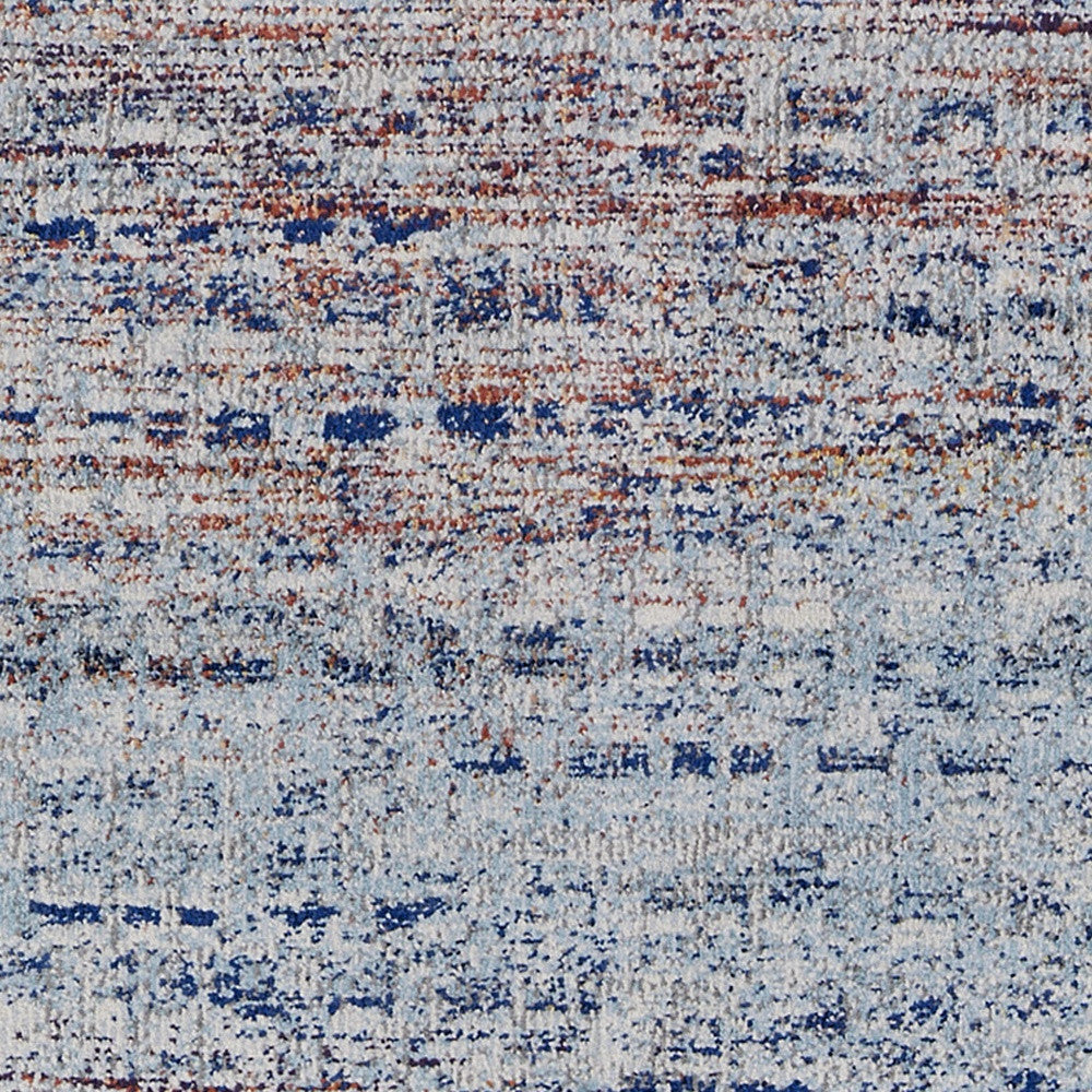 3' X 5' Blue Ivory And Orange Abstract Power Loom Stain Resistant Area Rug