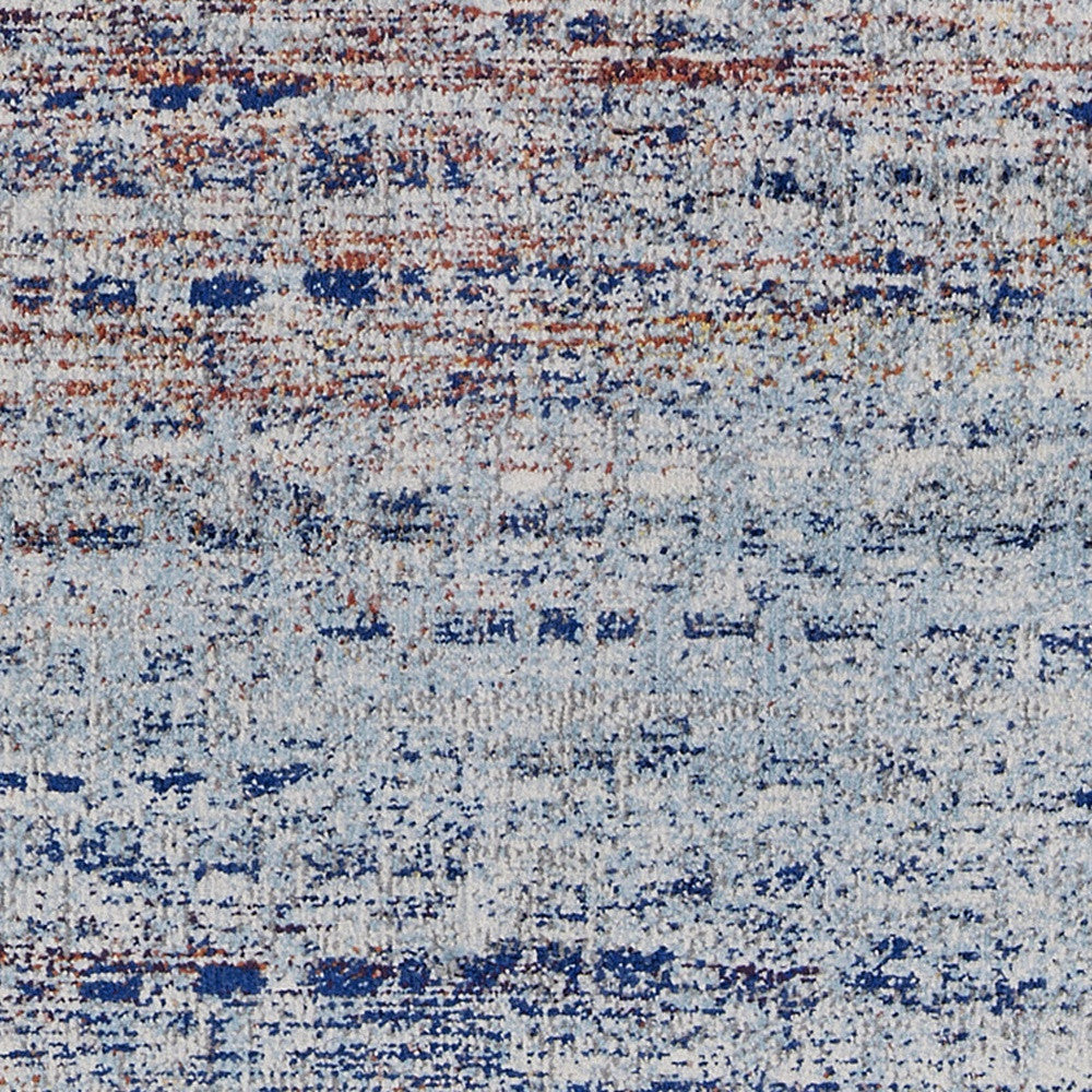 3' X 5' Blue Ivory And Orange Abstract Power Loom Stain Resistant Area Rug