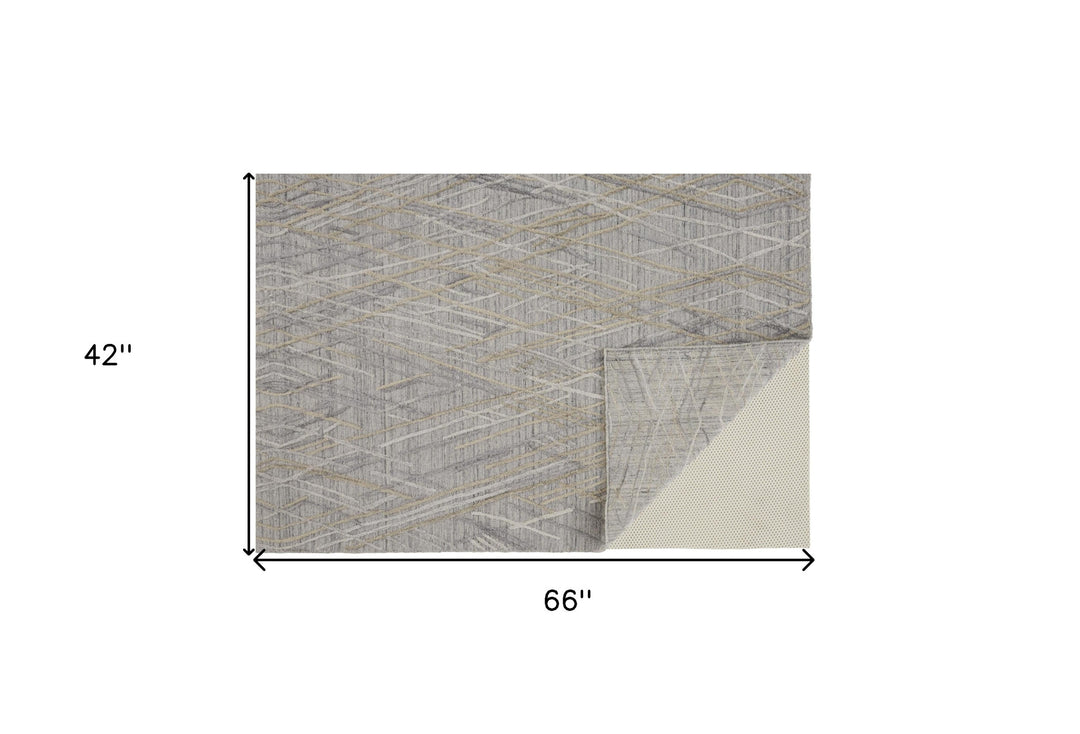 4' X 6' Gray And Ivory Abstract Hand Woven Area Rug