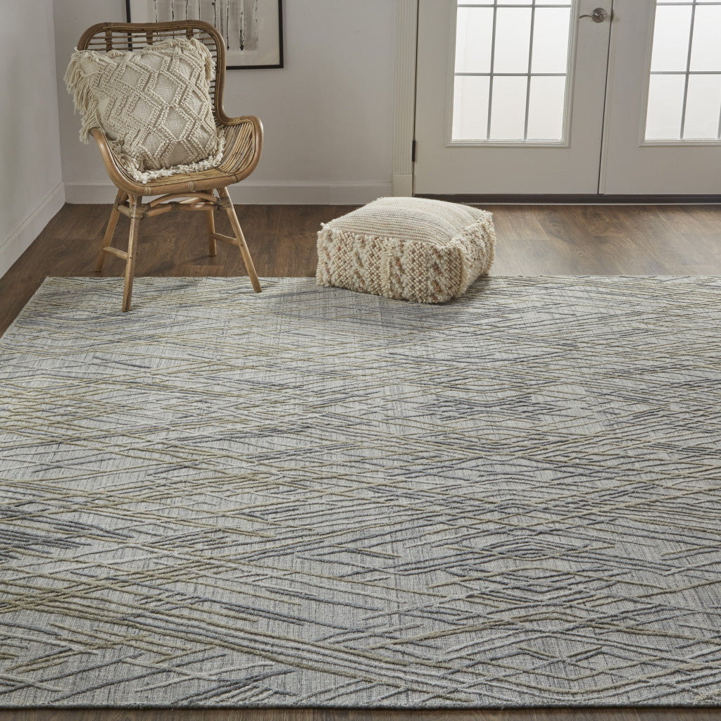 4' X 6' Gray And Ivory Abstract Hand Woven Area Rug