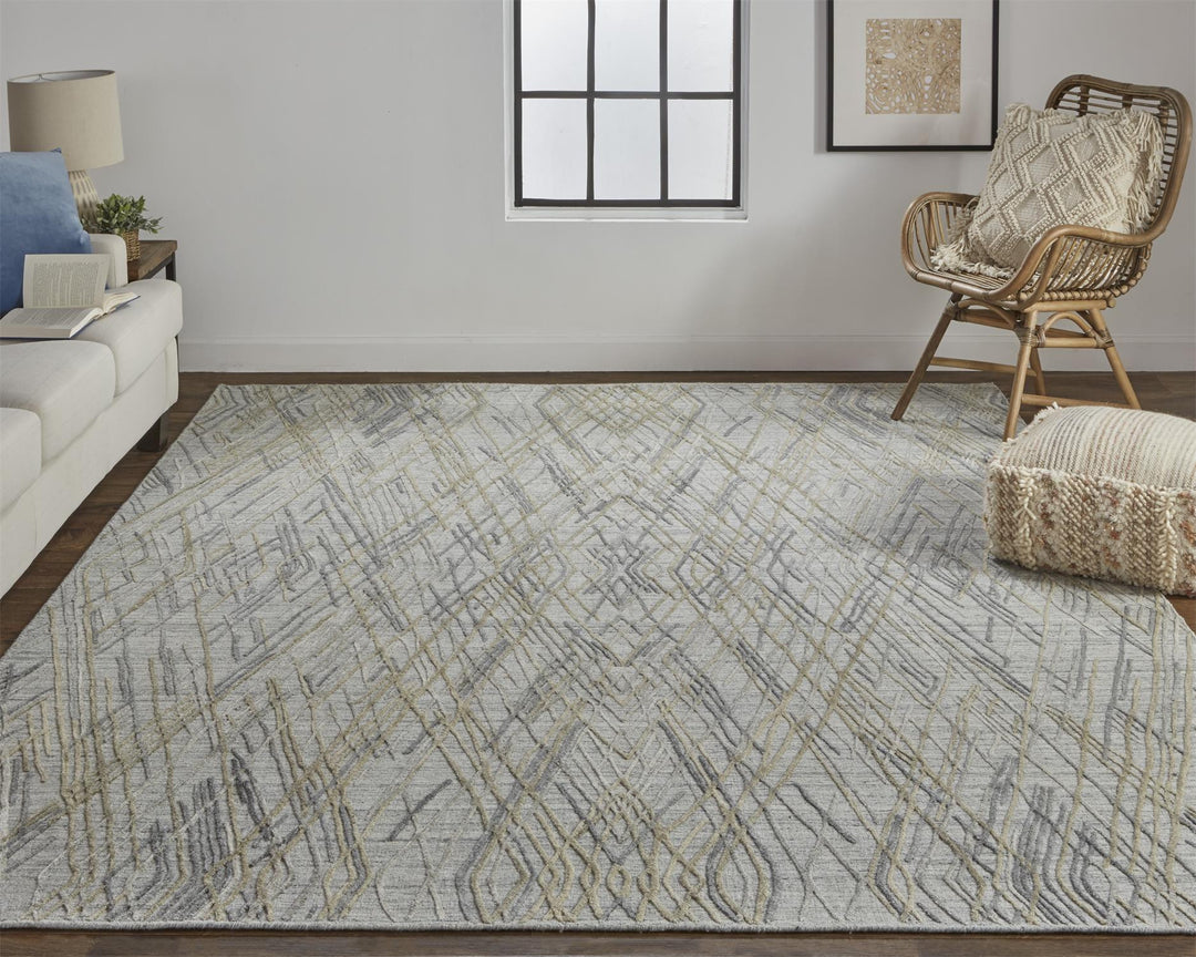 4' X 6' Gray And Ivory Abstract Hand Woven Area Rug