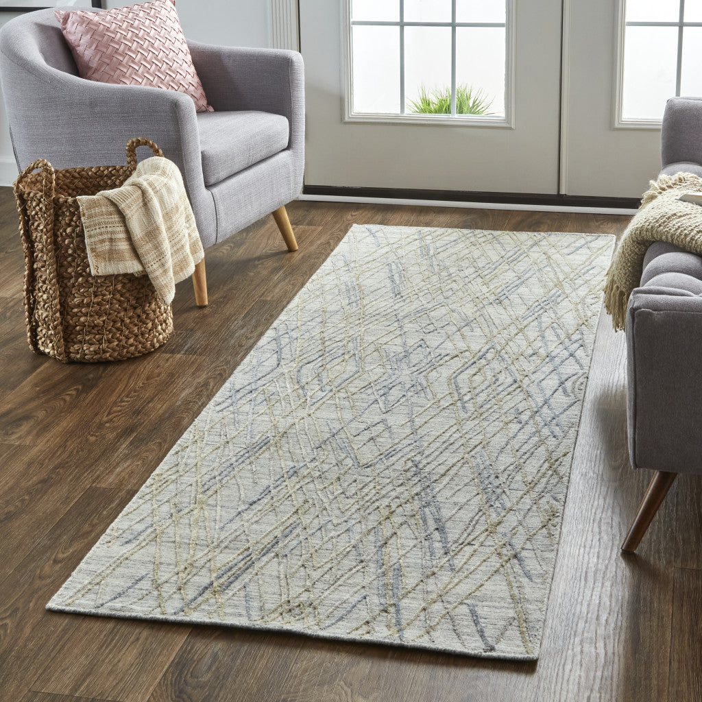 4' X 6' Gray And Ivory Abstract Hand Woven Area Rug