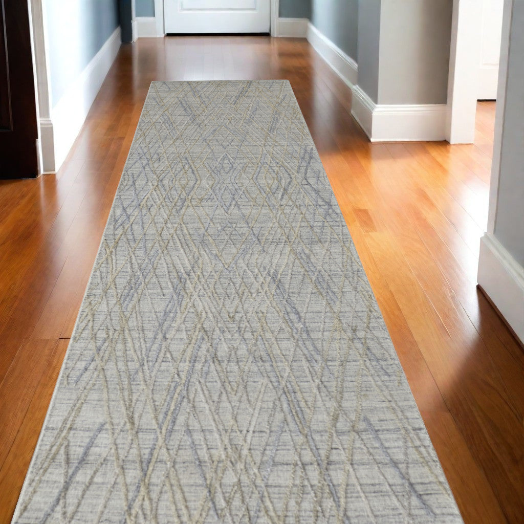 4' X 6' Gray And Ivory Abstract Hand Woven Area Rug