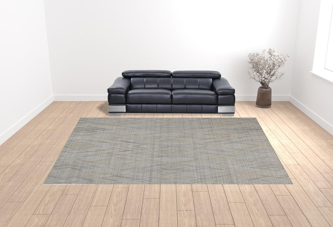 4' X 6' Gray And Ivory Abstract Hand Woven Area Rug