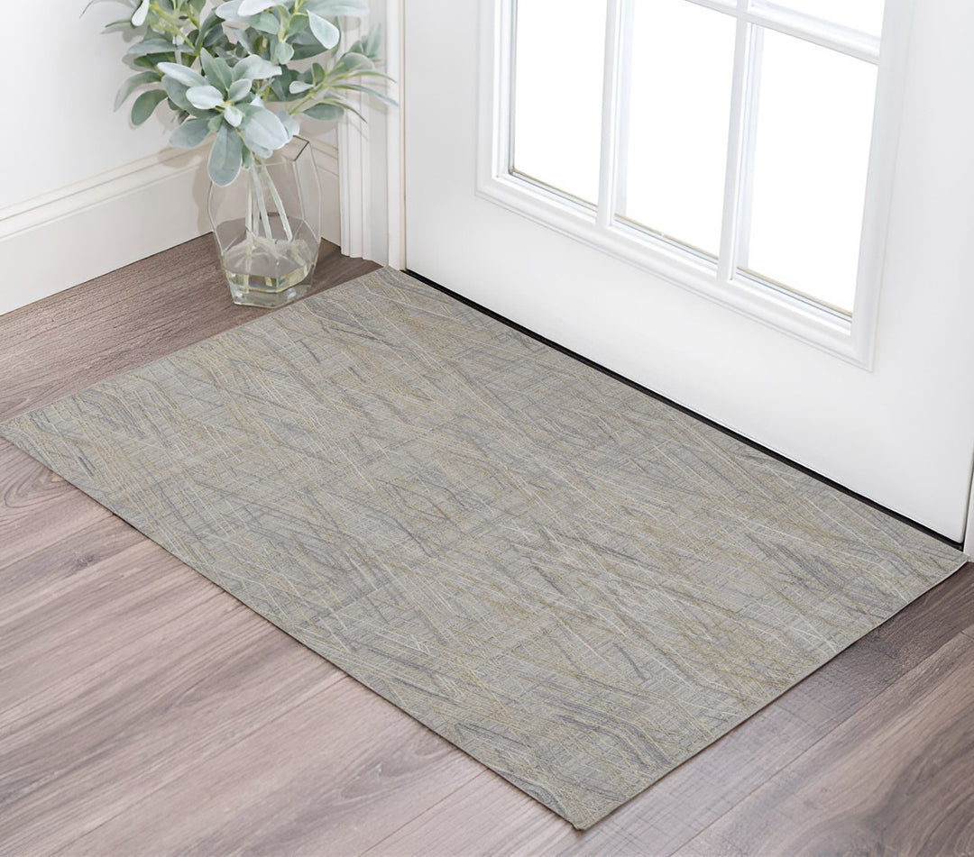 4' X 6' Gray And Ivory Abstract Hand Woven Area Rug