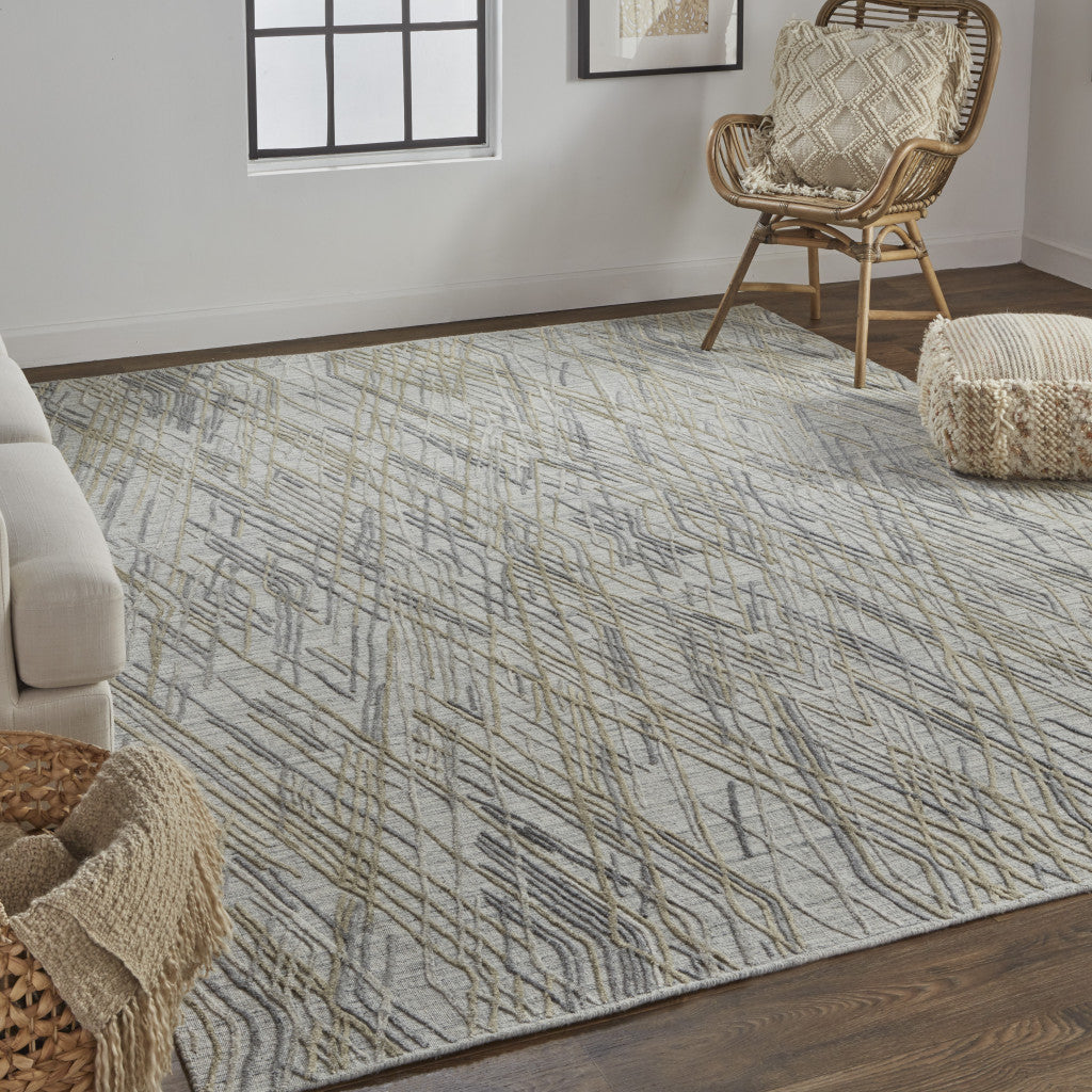 4' X 6' Gray And Ivory Abstract Hand Woven Area Rug