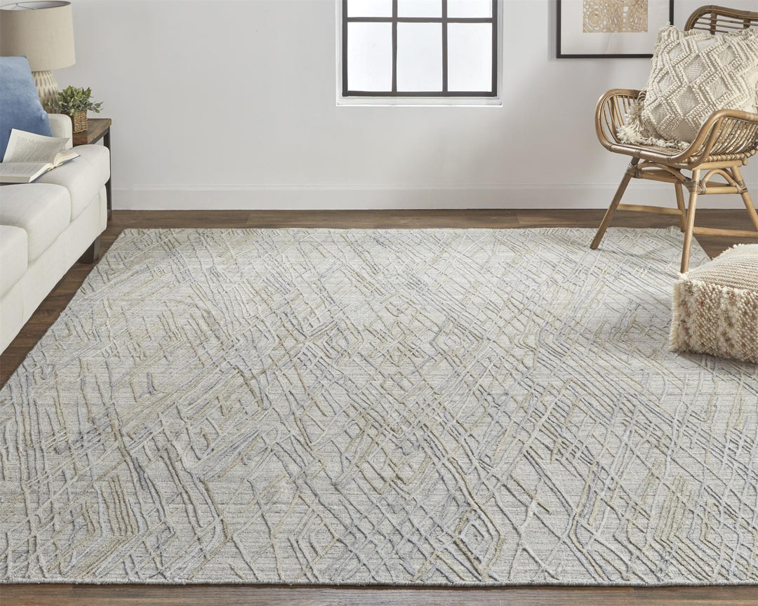 4' X 6' Gray And Ivory Abstract Hand Woven Area Rug