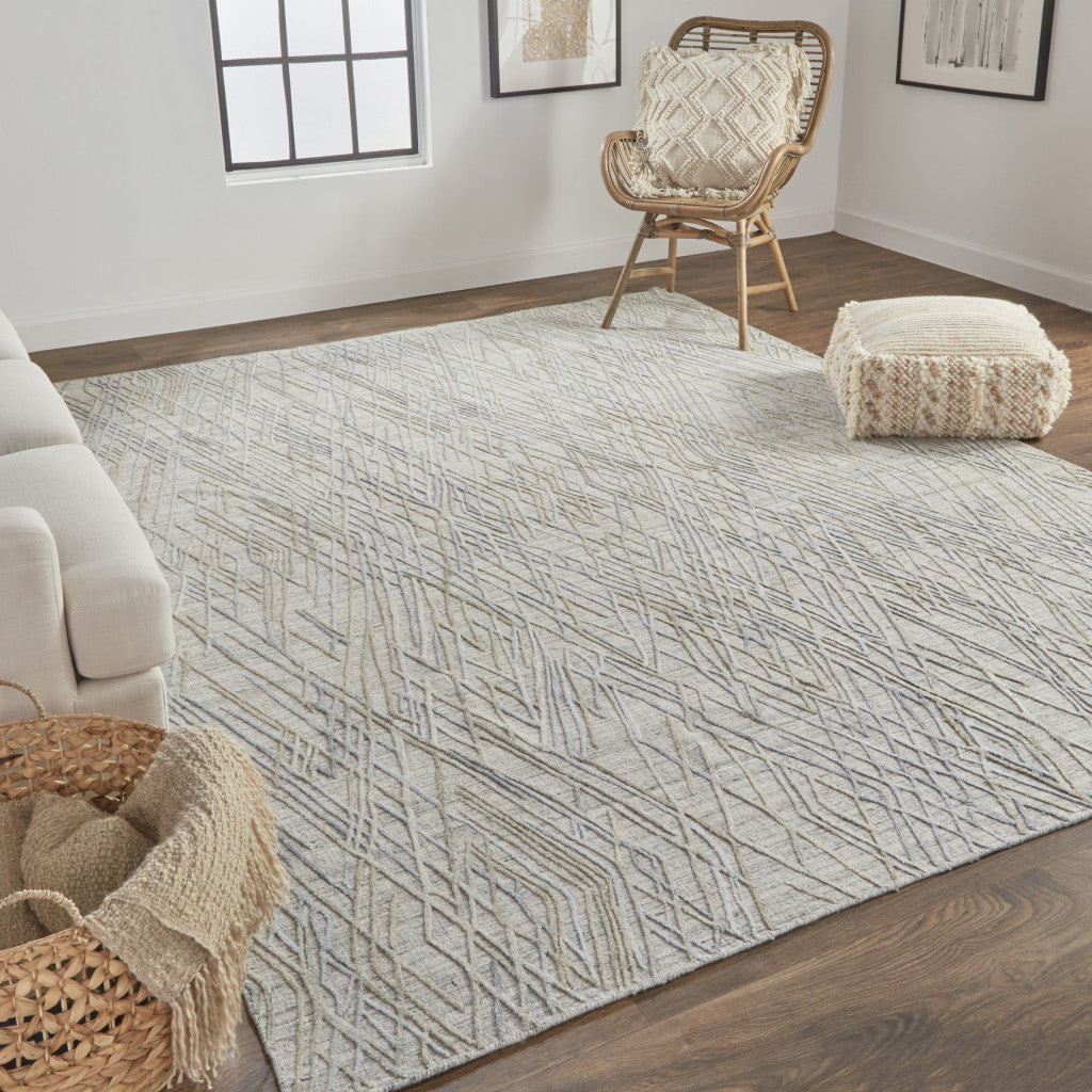 4' X 6' Gray And Ivory Abstract Hand Woven Area Rug