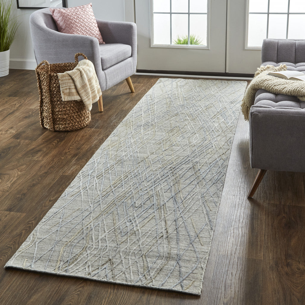 4' X 6' Gray And Ivory Abstract Hand Woven Area Rug