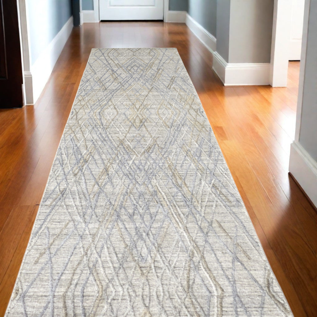 4' X 6' Gray And Ivory Abstract Hand Woven Area Rug