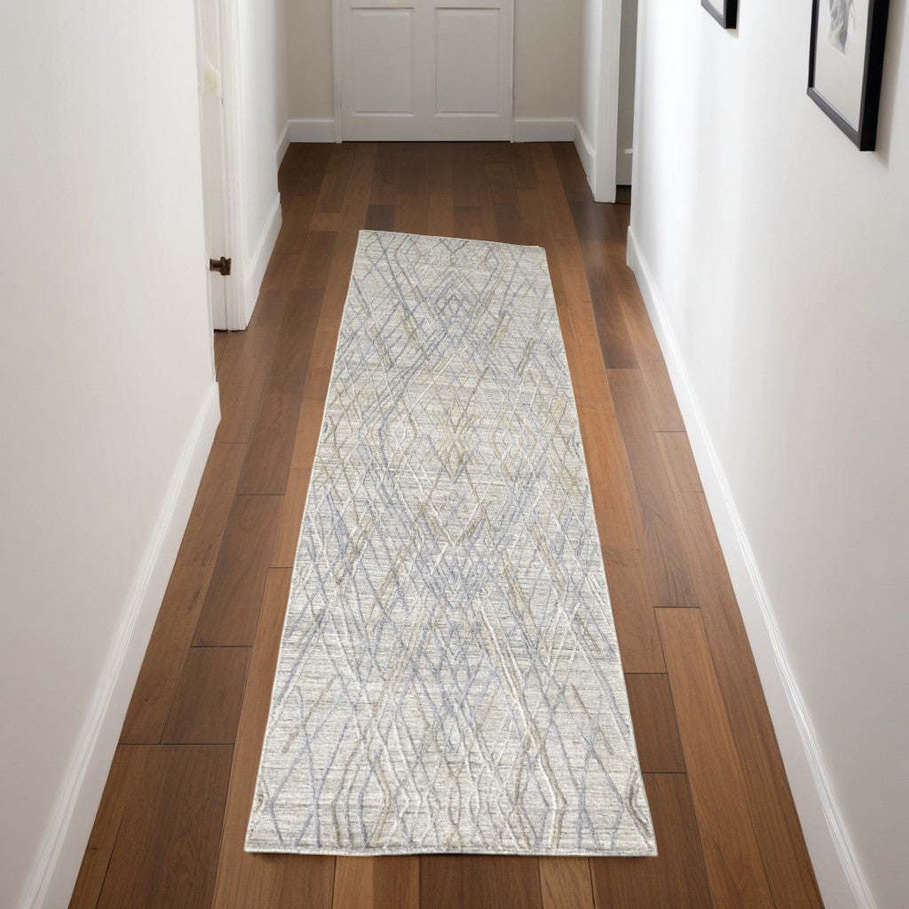 4' X 6' Gray And Ivory Abstract Hand Woven Area Rug