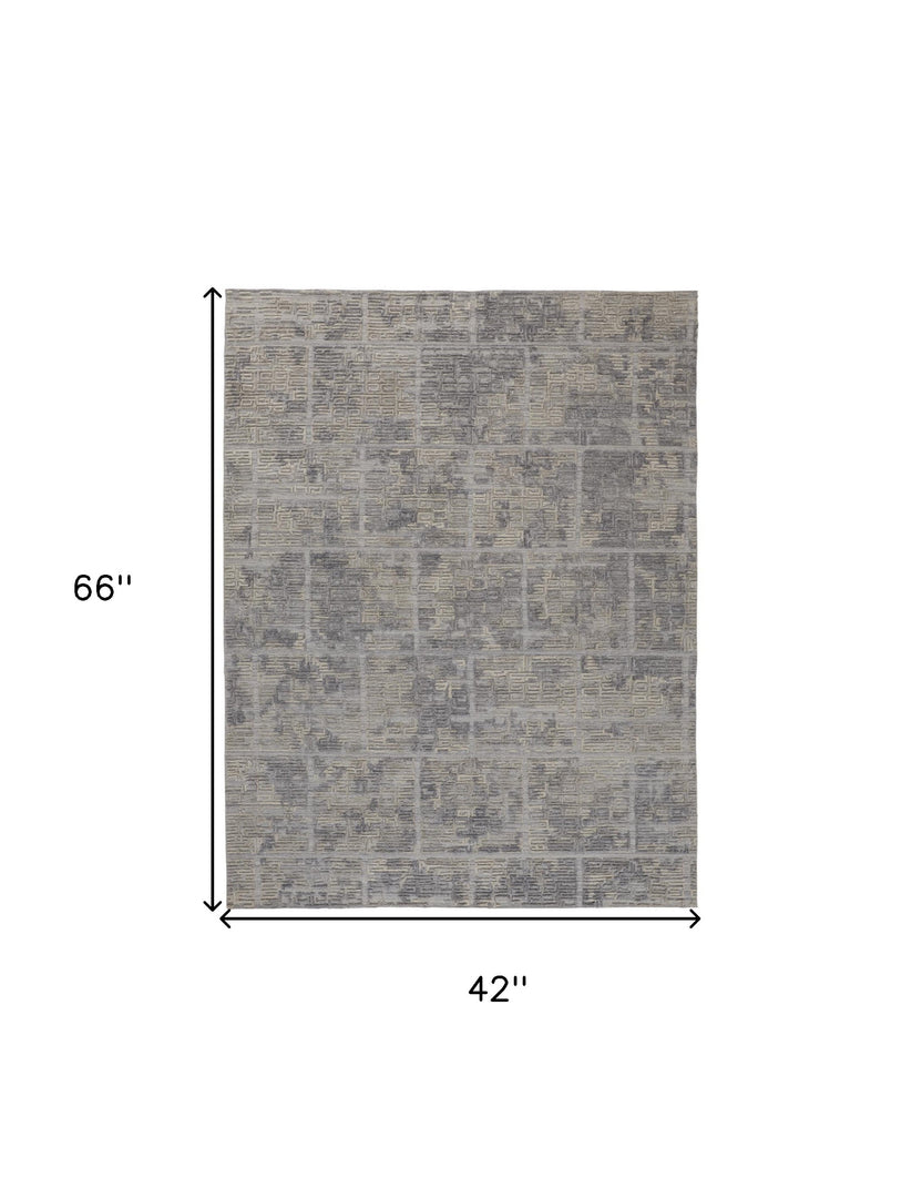 4' X 6' Gray and Ivory Abstract Hand Woven Area Rug